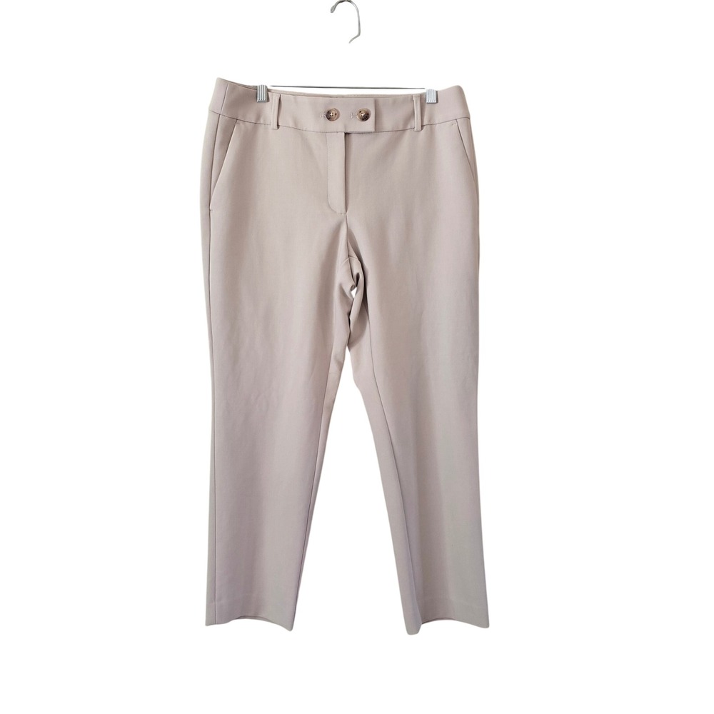 LOFT Curvy Slim Beige Trousers Women Size 12 Tan Workwear Pants